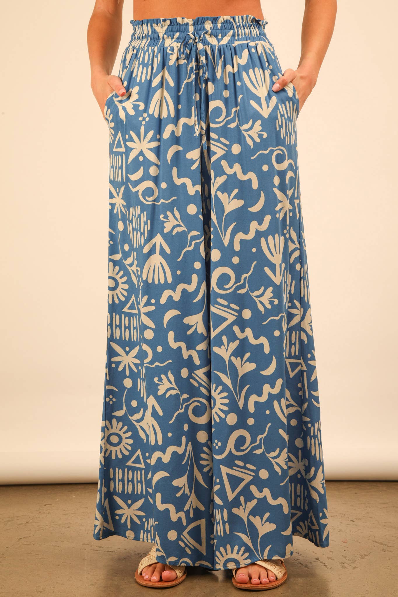 Printed Wide Leg Long Pants