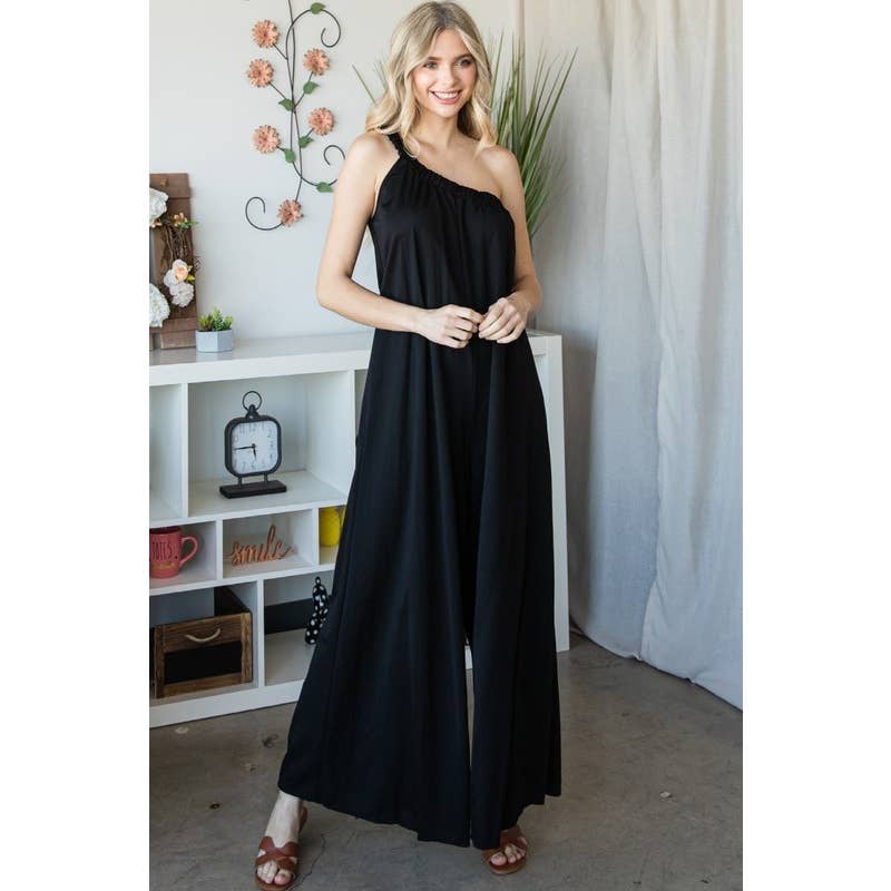 One Shoulder Wide Leg Jumpsuit