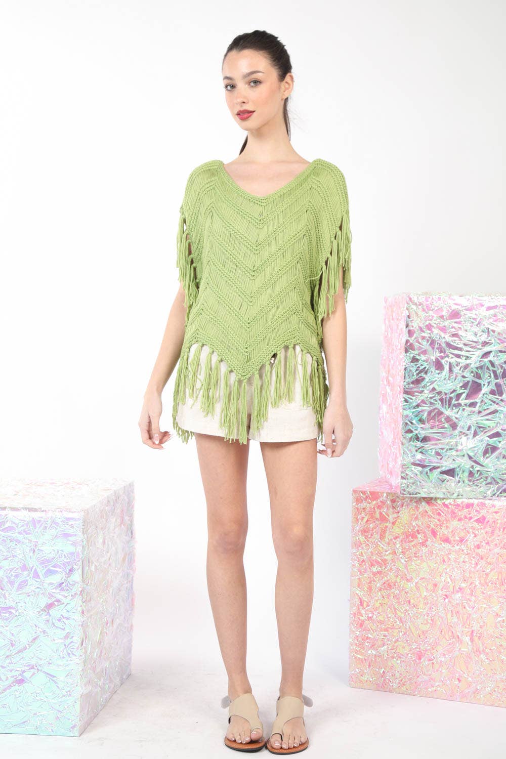 Fringe Detail Oversized Sweater Top