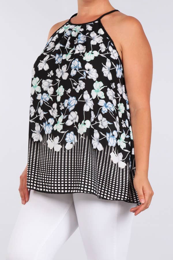Plus Size Pleat NK Print Cami