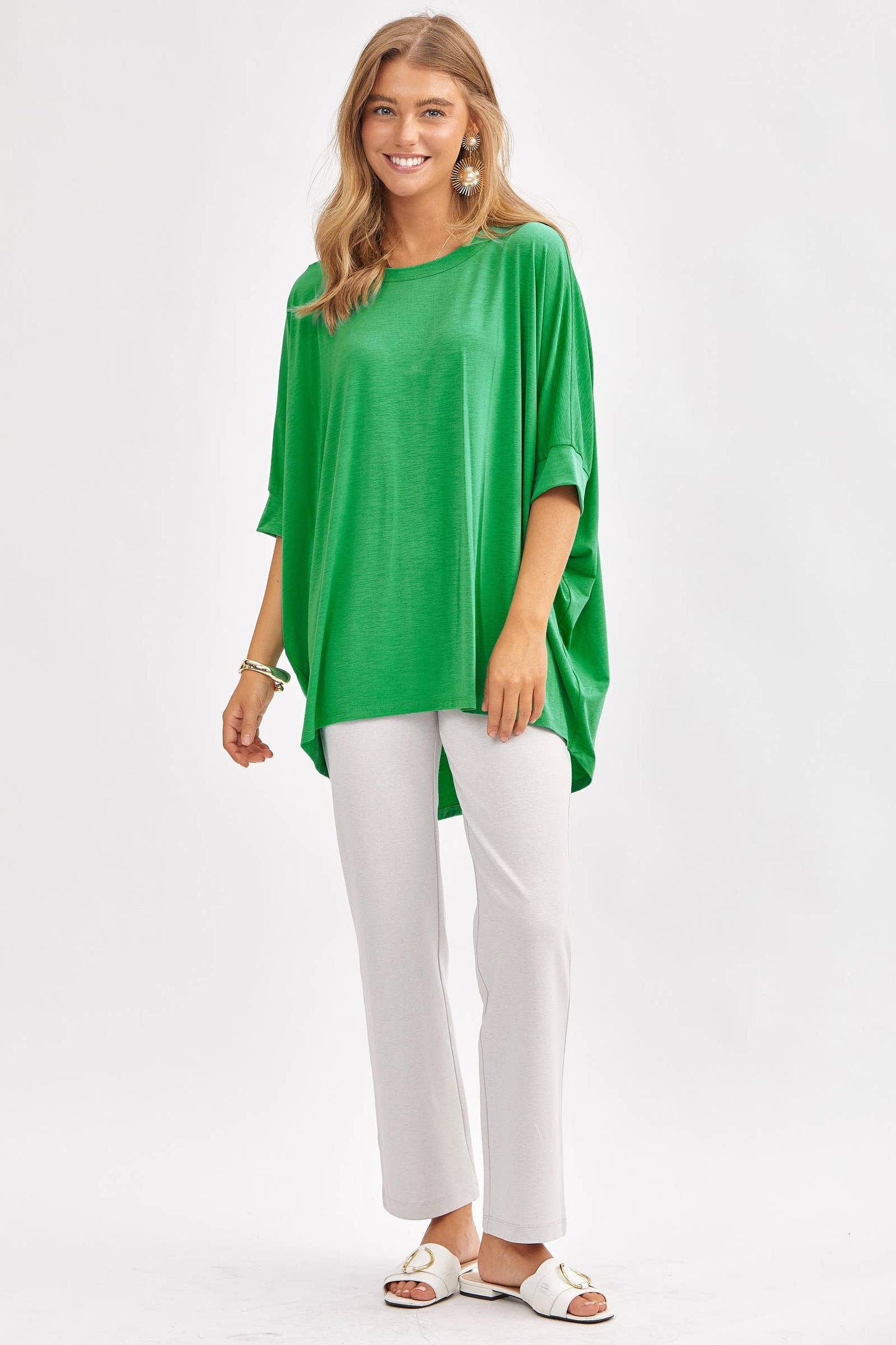 Relaxed Banded Dolman Sleeve Poncho