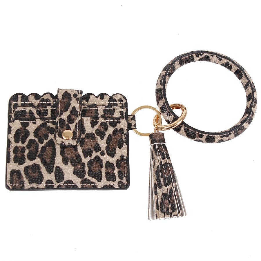 WHITE LEOPARD Bangle/Key-Chain/Wallet w/ ID Wind: White Leopard