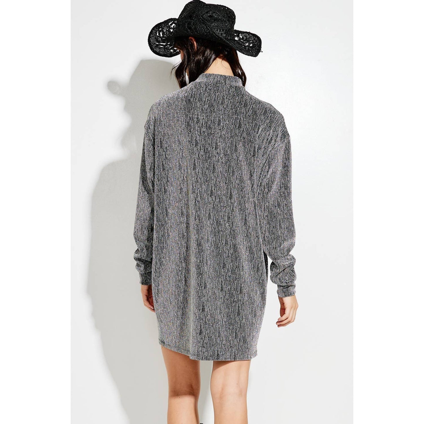 Sparkling Lurex mock neck mini dress