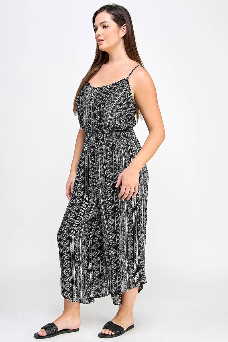 Plus Size Sleeveless Boho Print Jumper