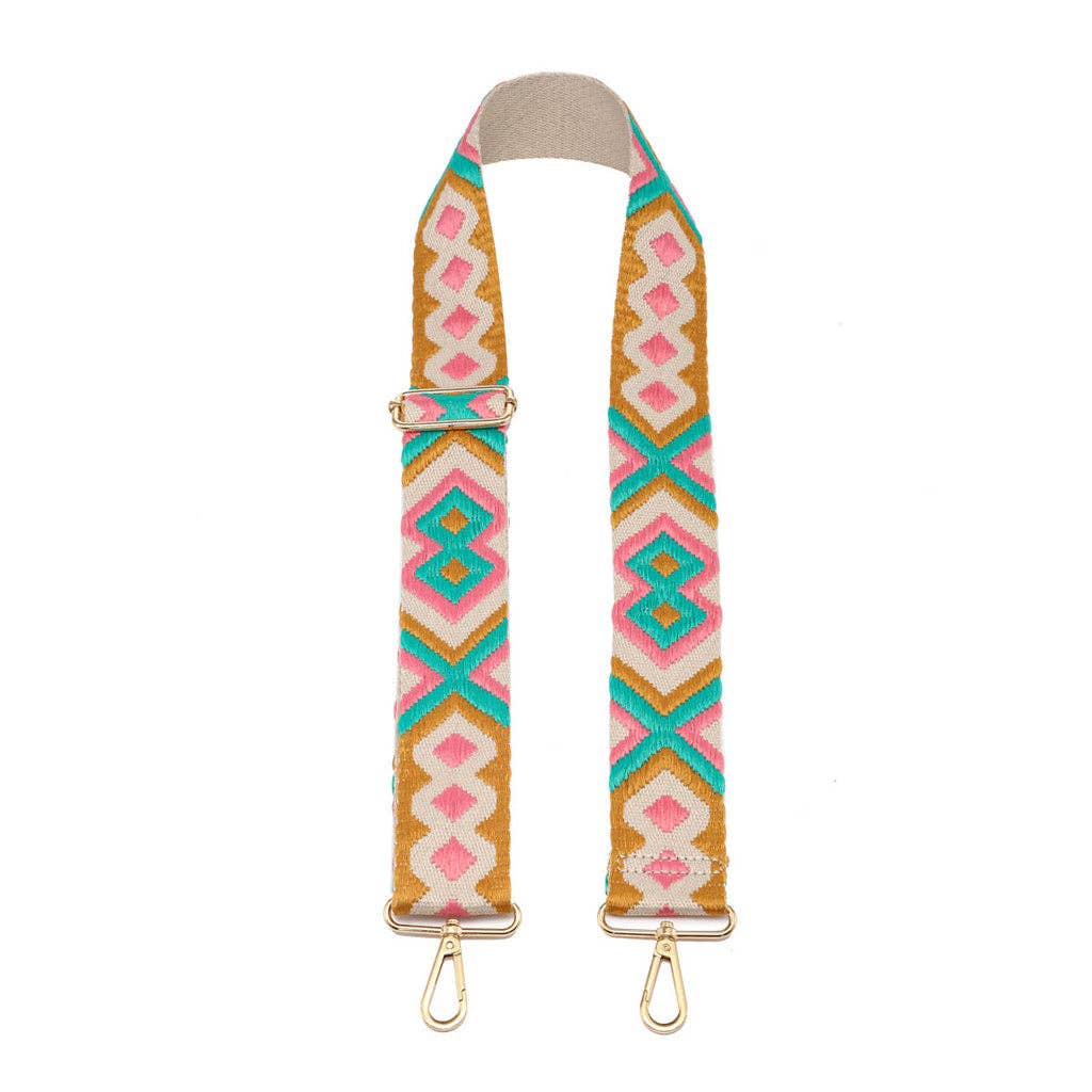 MiMi Wholesale - SS050B TG10139 Boho Adjustable Guitar Strap: Aqua Pink