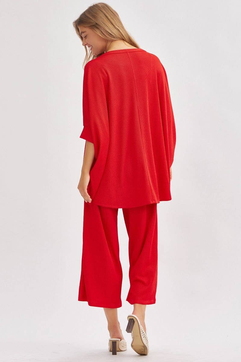 Solid Blouse + Wide Leg Set