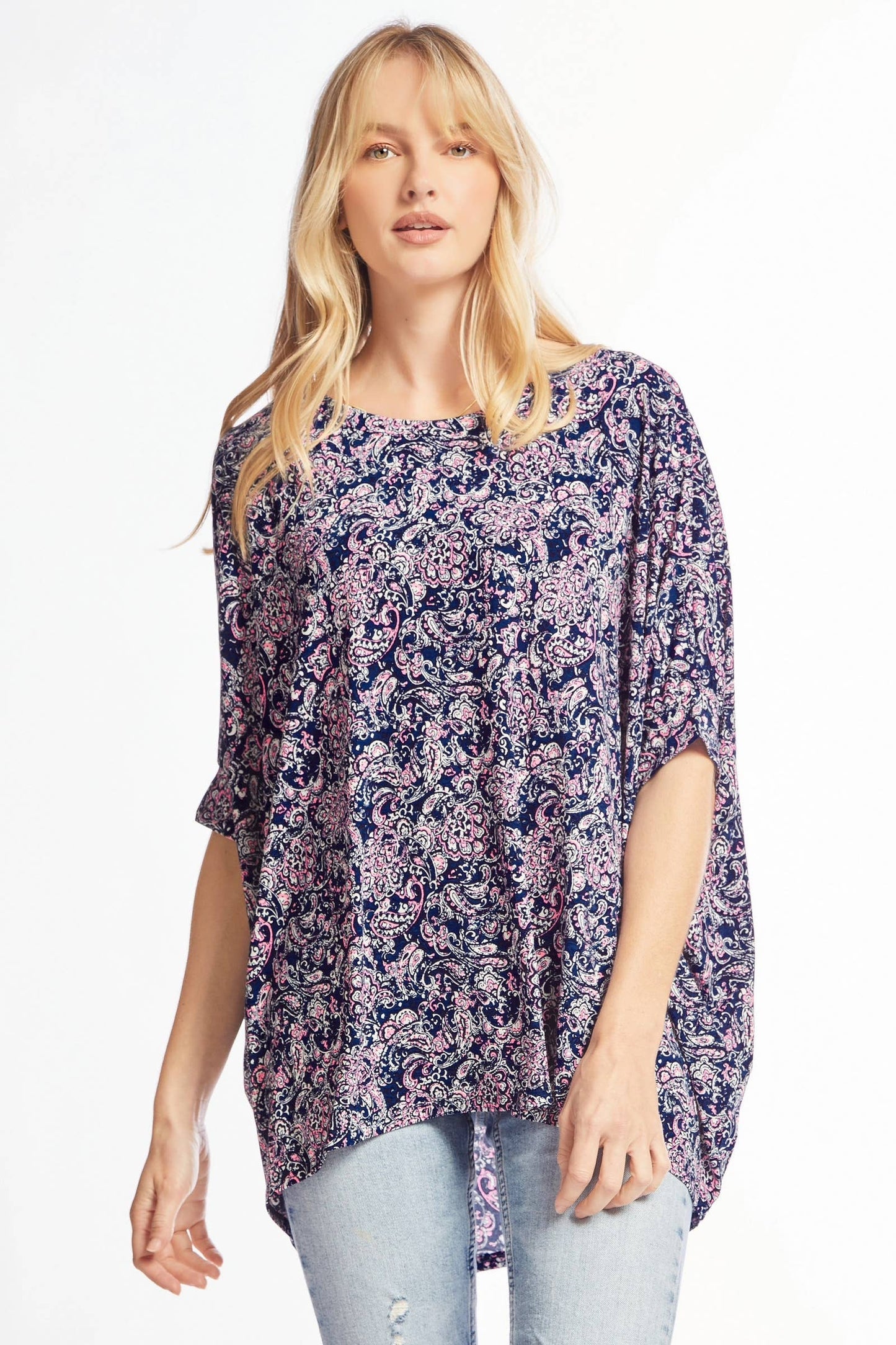 Wrinkle Free Top With Dolman Sleeves