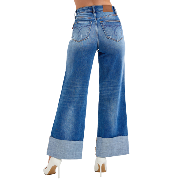 Judy Blue High-Rise Medium Wash Retro Wide Leg Jeans-82636