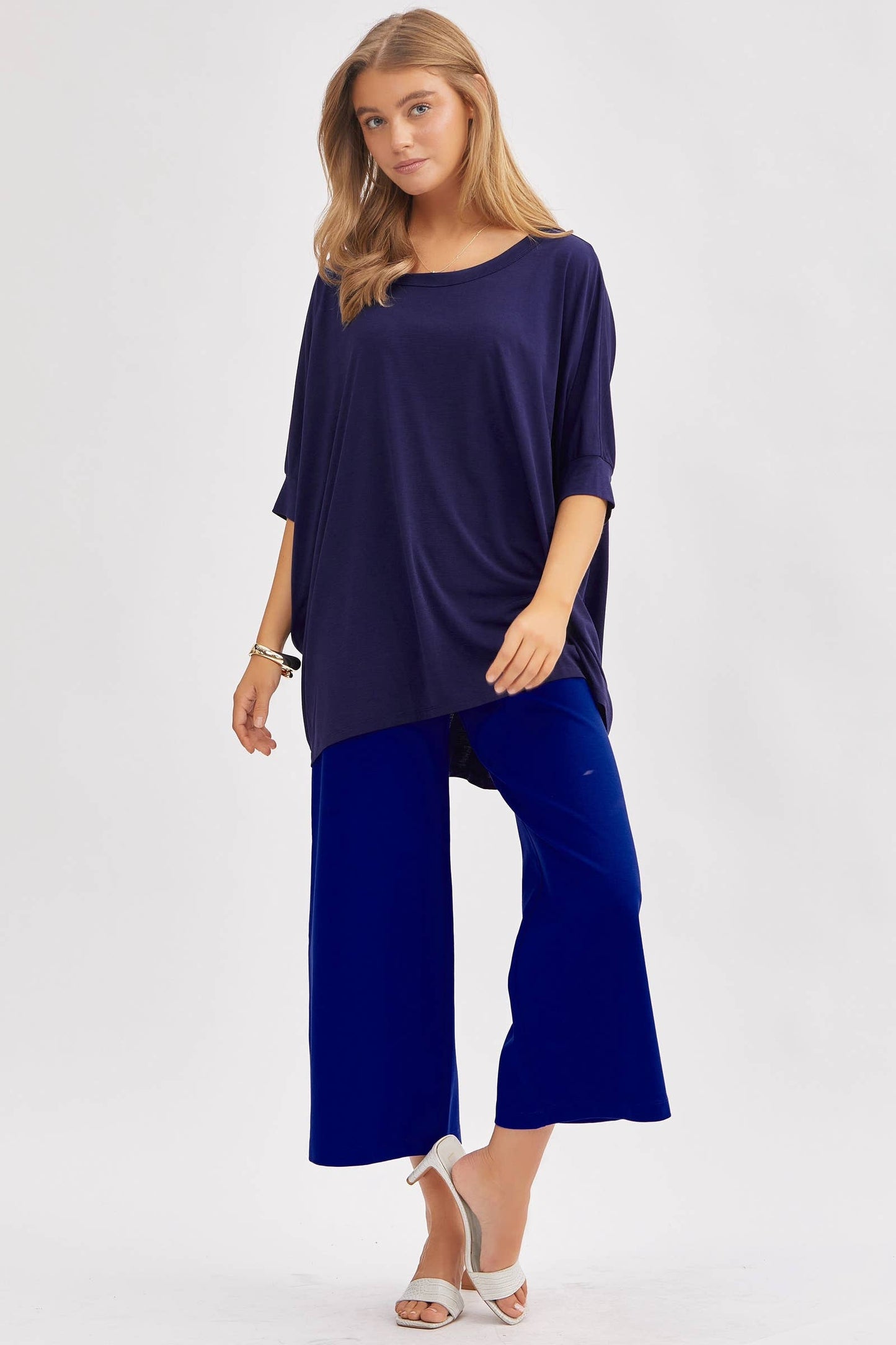 Relaxed Banded Dolman Sleeve Poncho