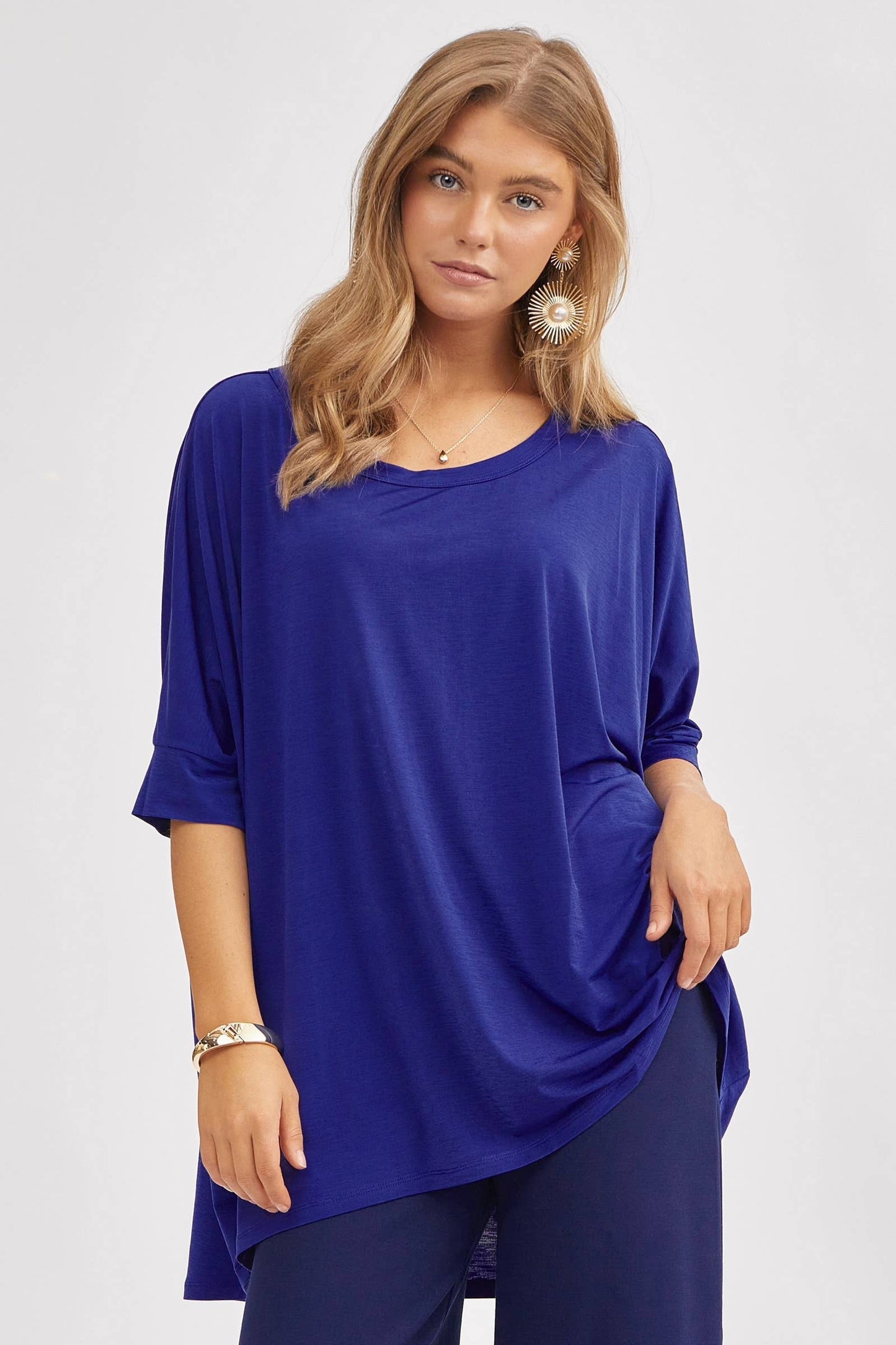 Relaxed Banded Dolman Sleeve Poncho