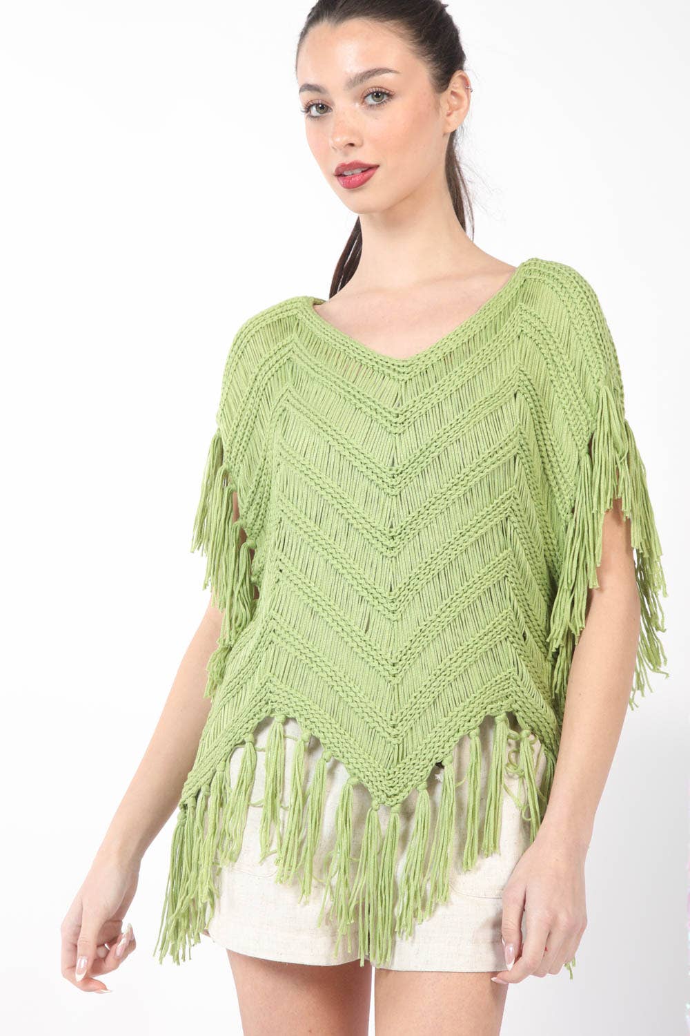 Fringe Detail Oversized Sweater Top