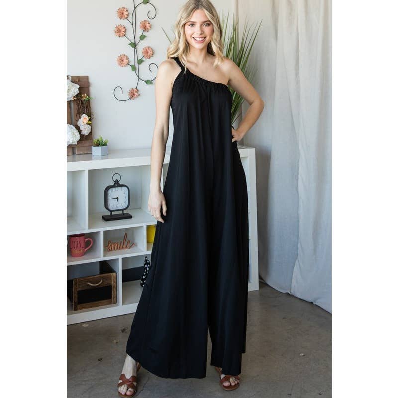 One Shoulder Wide Leg Jumpsuit