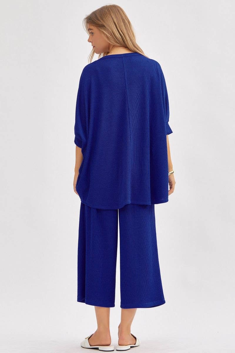 Solid Blouse + Wide Leg Set