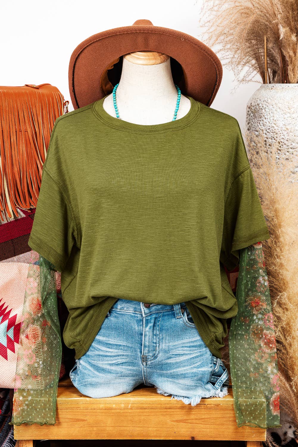 Floral Long Sleeve Patchwork Tee