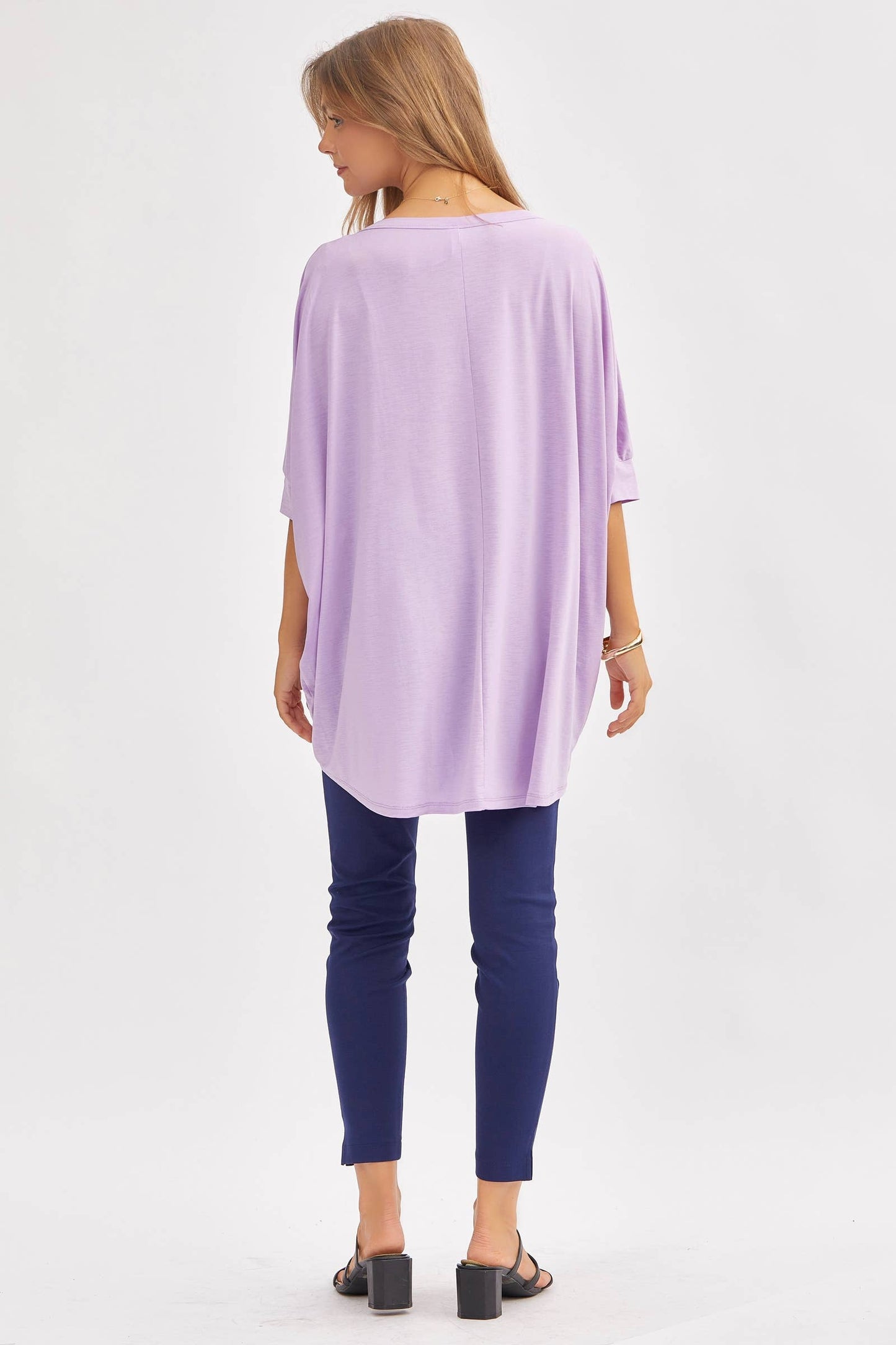 Relaxed Banded Dolman Sleeve Poncho