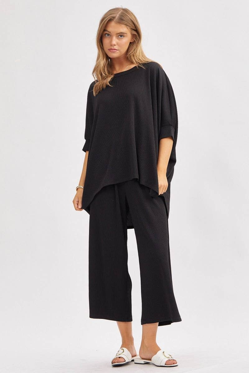 Solid Blouse + Wide Leg Set