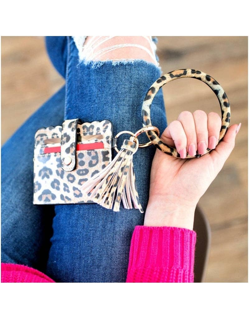 WHITE LEOPARD Bangle/Key-Chain/Wallet w/ ID Wind: White Leopard