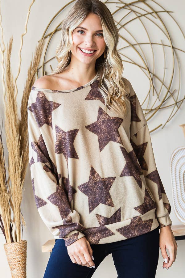 Knit star print sweatshirt
