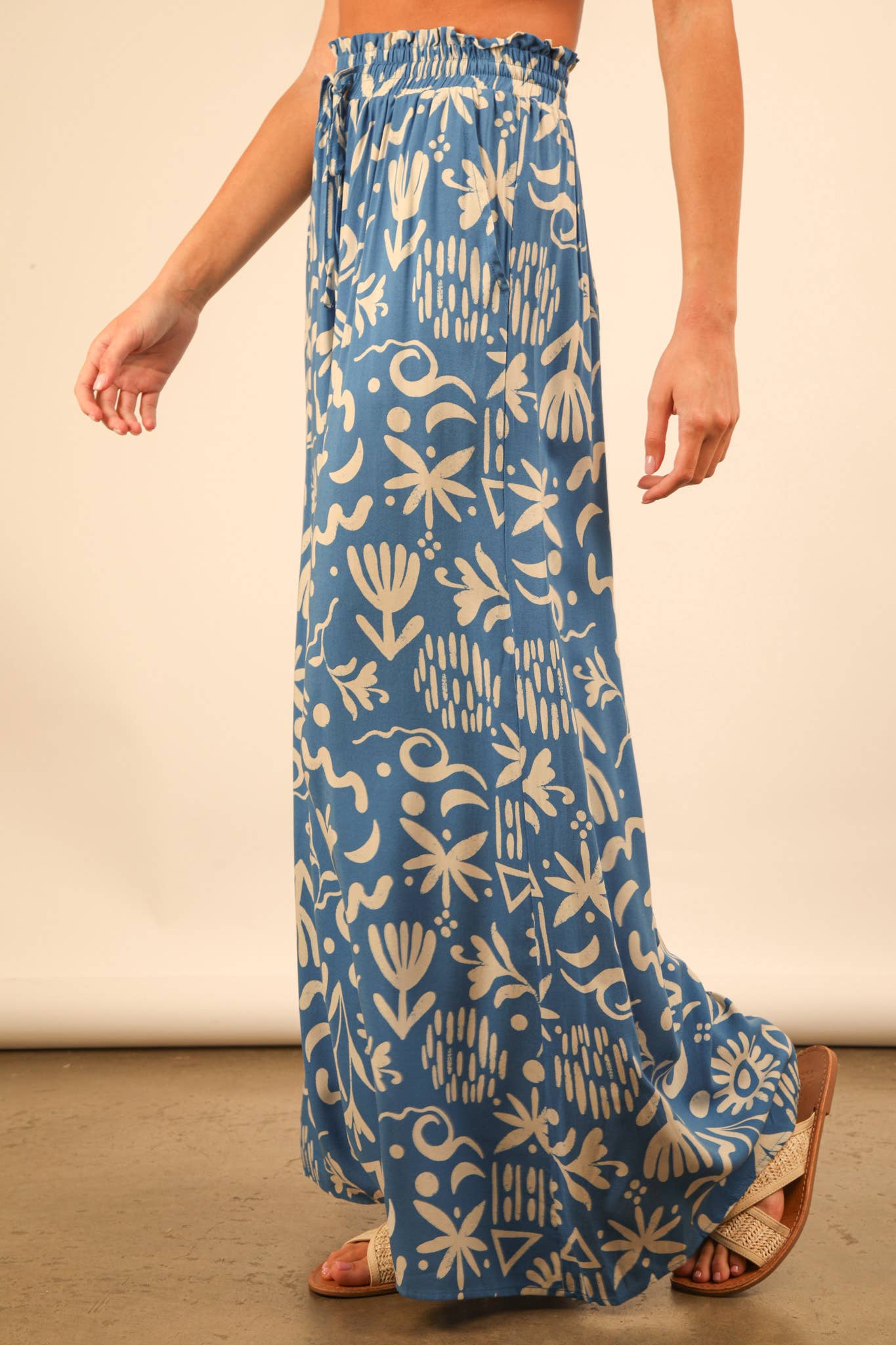 Printed Wide Leg Long Pants