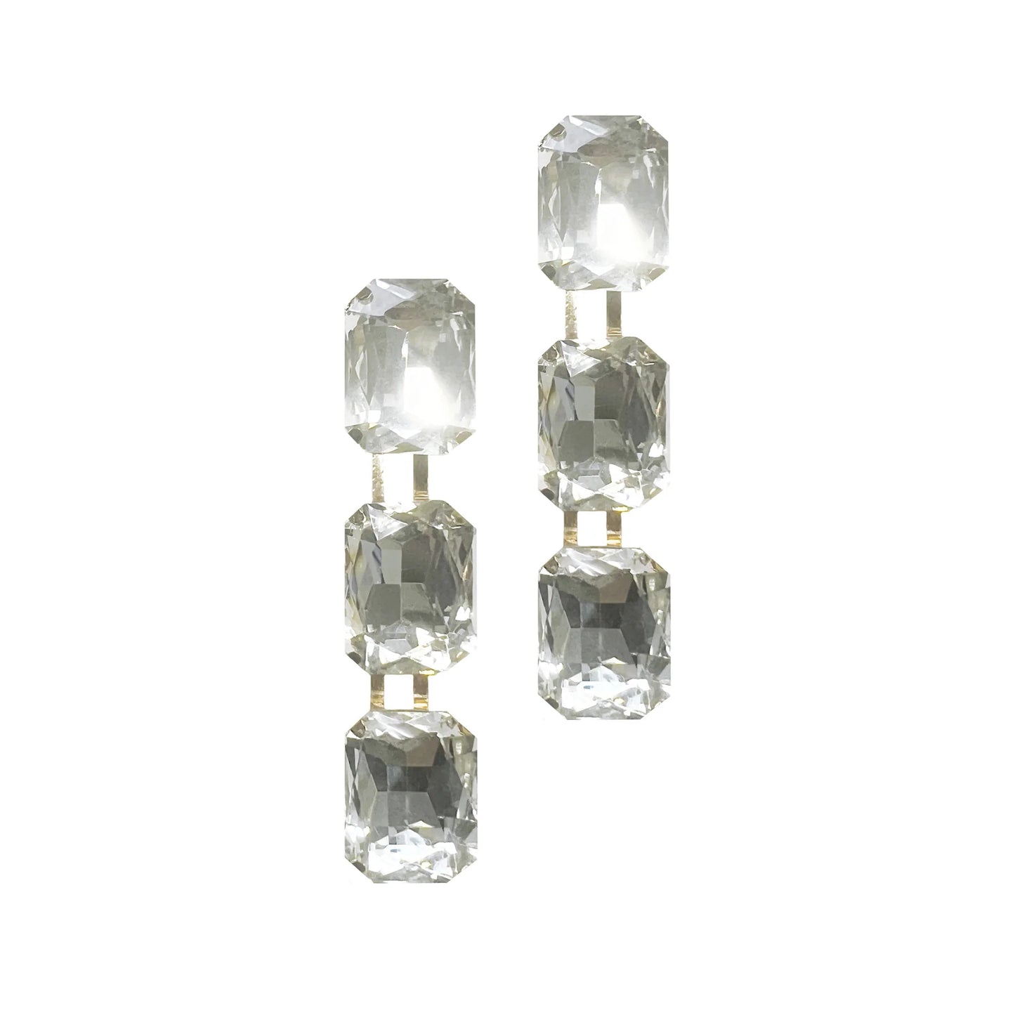 CRYSTAL TRIAD DANGLE EARRINGS