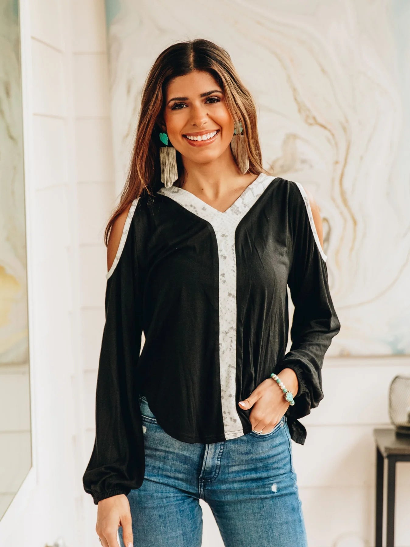 Simply fierce cold shoulder top