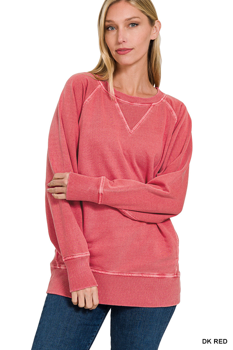 PIGMENT DYED FRENCH TERRY PULLOVER WITH POCKETS