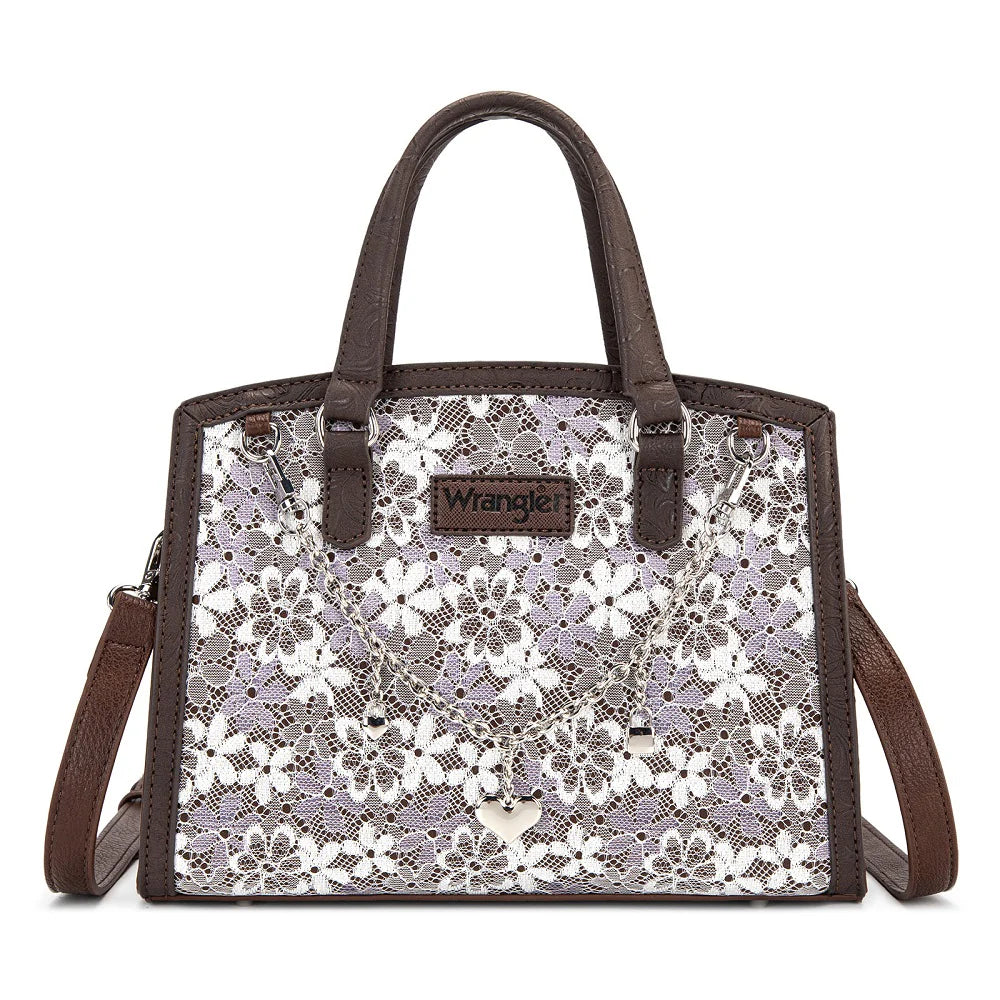 Wrangler Western Chic Lace with Chain Charm Satchel/Crossbody Bag