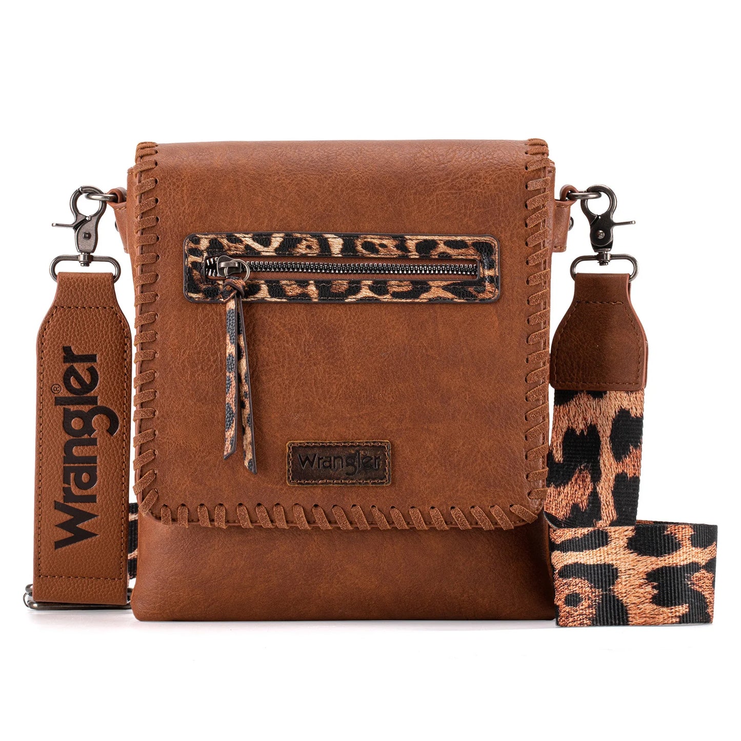Montana West Wrangler Whipstitch Leopard Print Crossbody