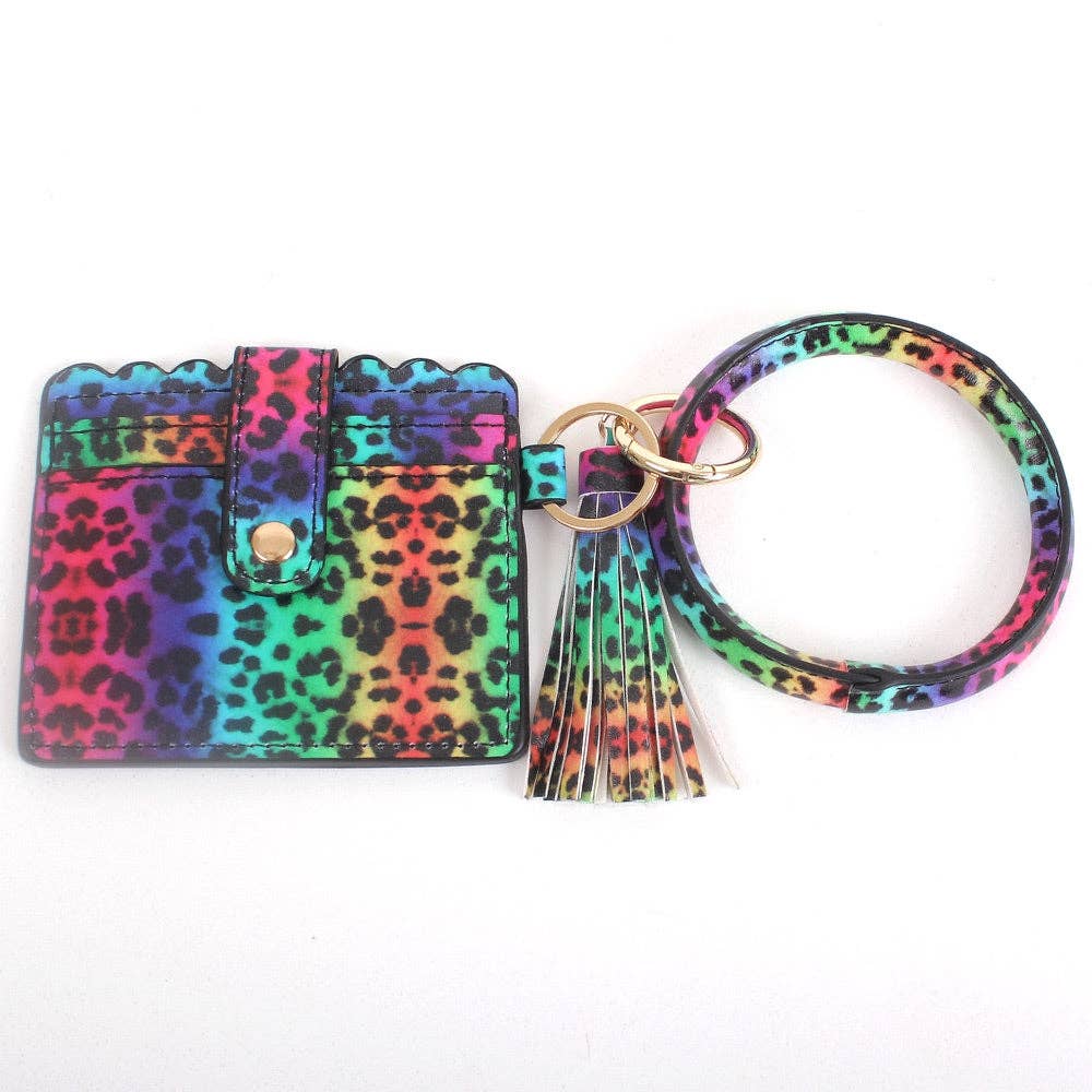 WHITE LEOPARD Bangle/Key-Chain/Wallet w/ ID Wind: White Leopard