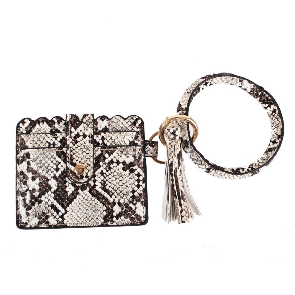 WHITE LEOPARD Bangle/Key-Chain/Wallet w/ ID Wind: White Leopard