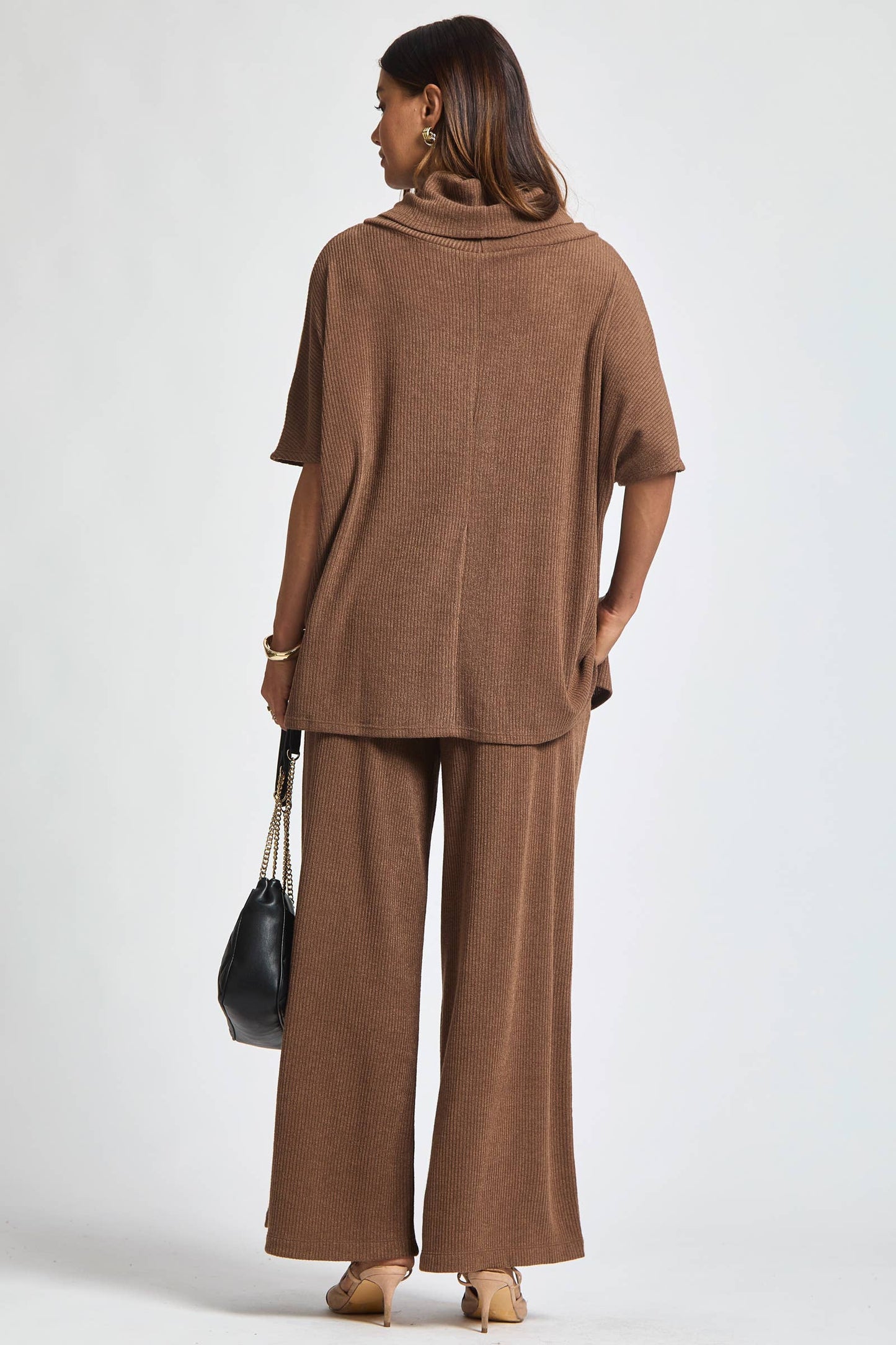Cowl Neck Top + Relaxed Pants 2 Piece Set
