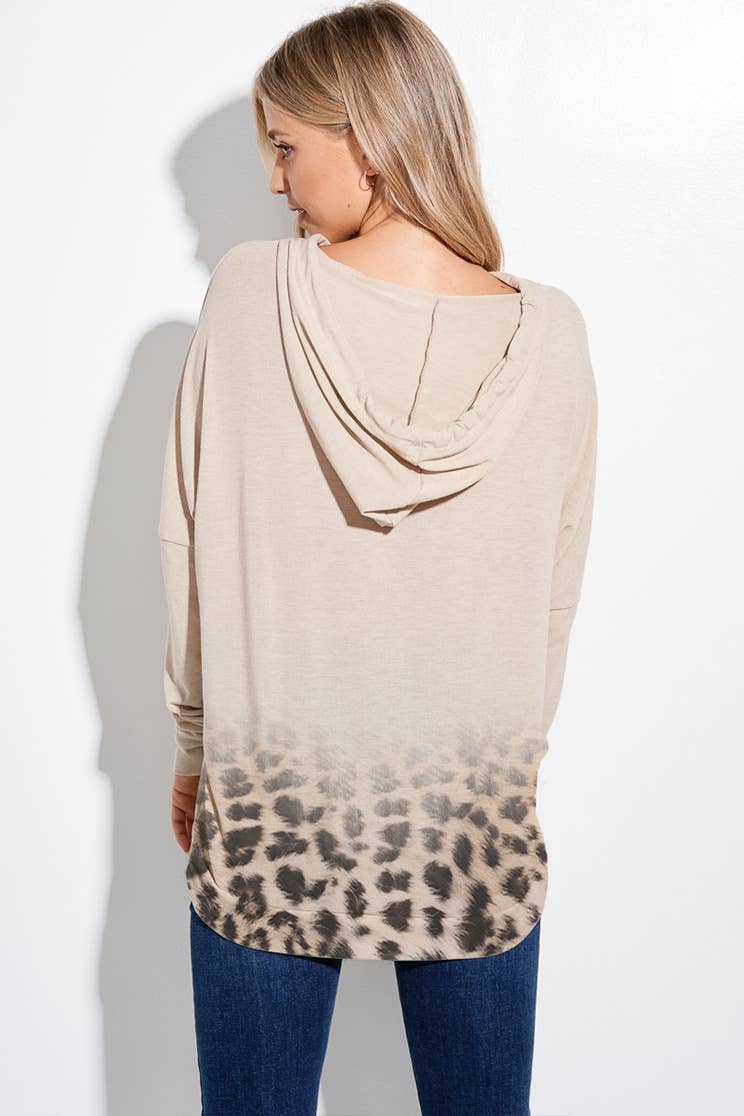 Gradation Leopard hoodie long sleeve top