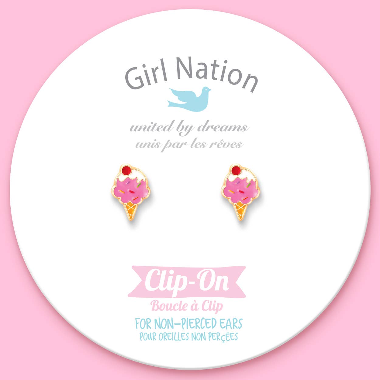 Girl Nation - CLIP ON Cutie Earrings- Ice Cream Dream