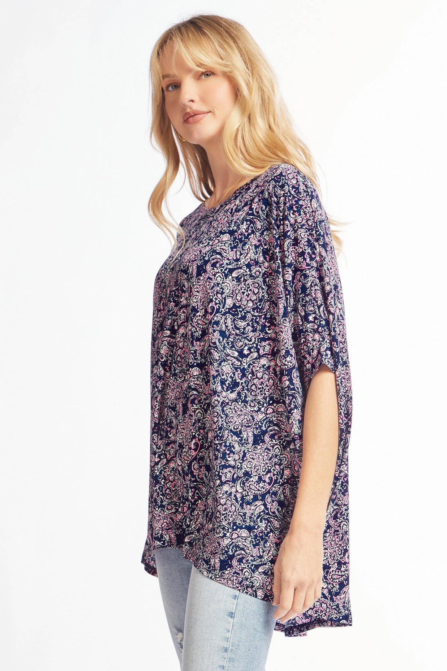 Wrinkle Free Top With Dolman Sleeves