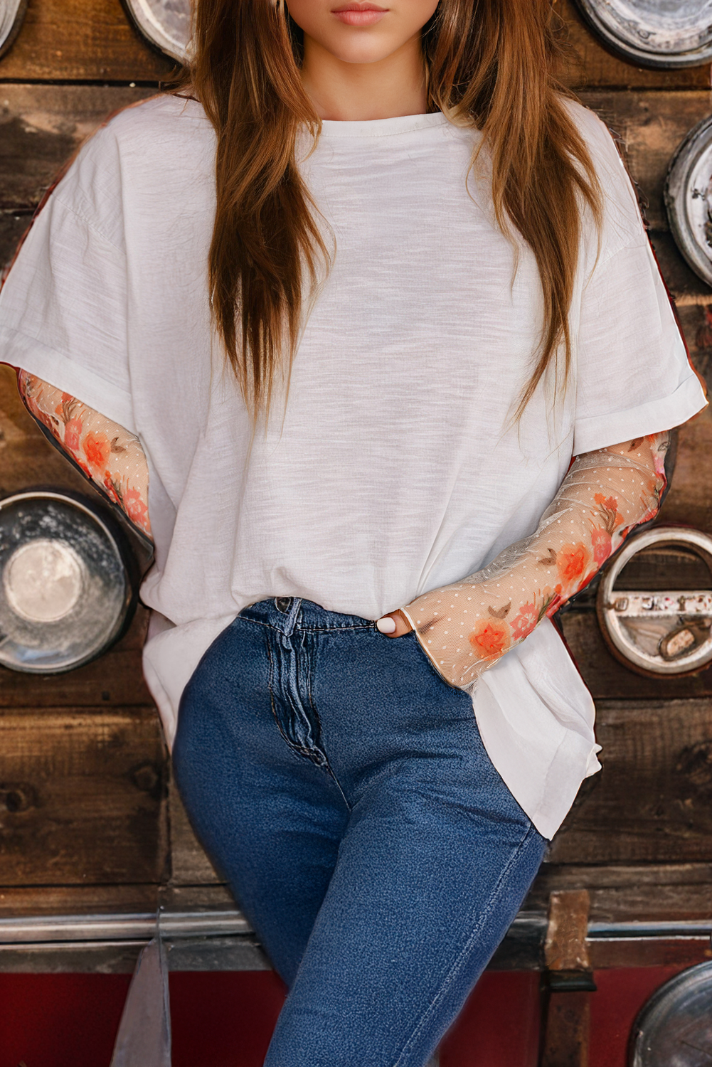 Floral Long Sleeve Patchwork Tee