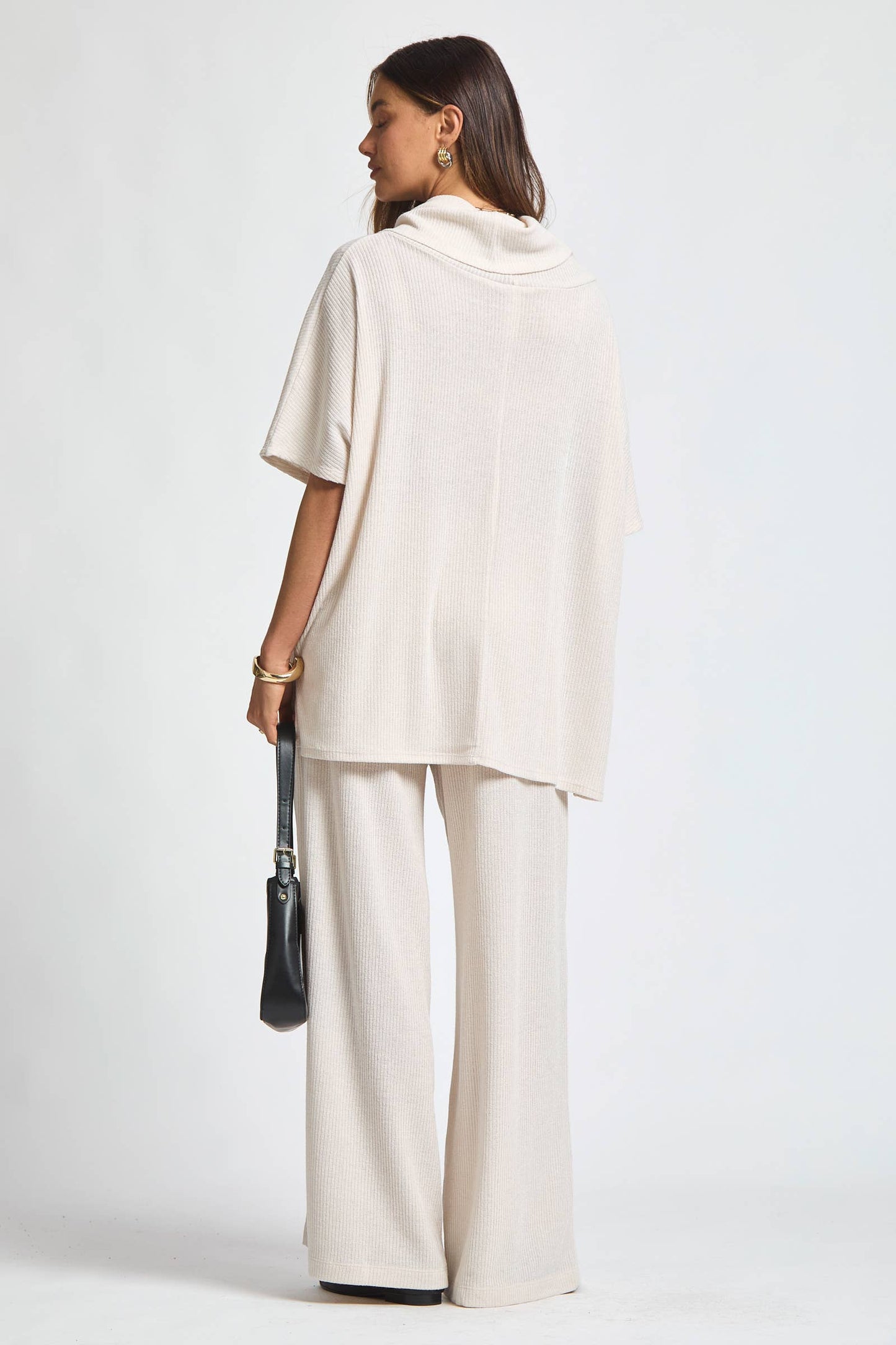 Cowl Neck Top + Relaxed Pants 2 Piece Set
