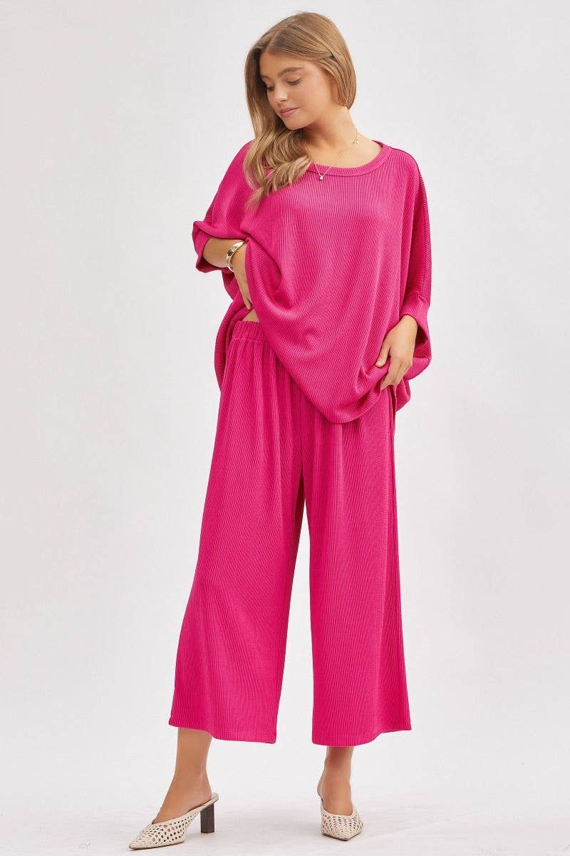 Solid Blouse + Wide Leg Set