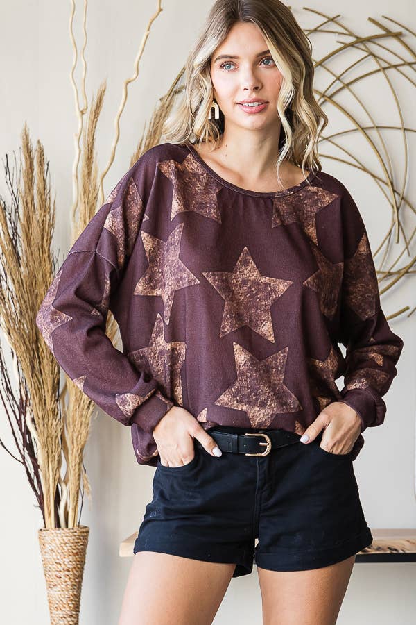 Plus western all over star knit sweatshirt