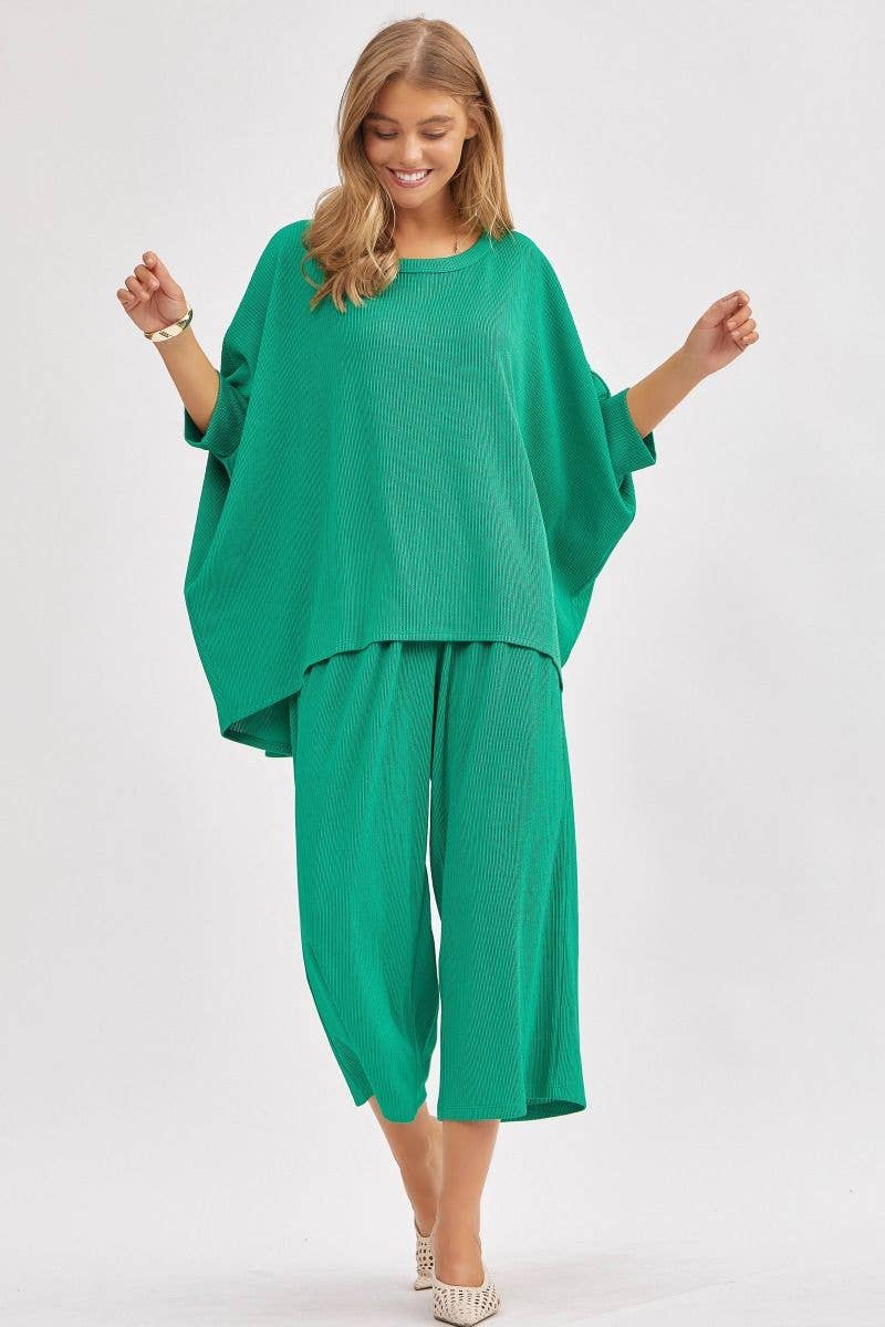 Solid Blouse + Wide Leg Set