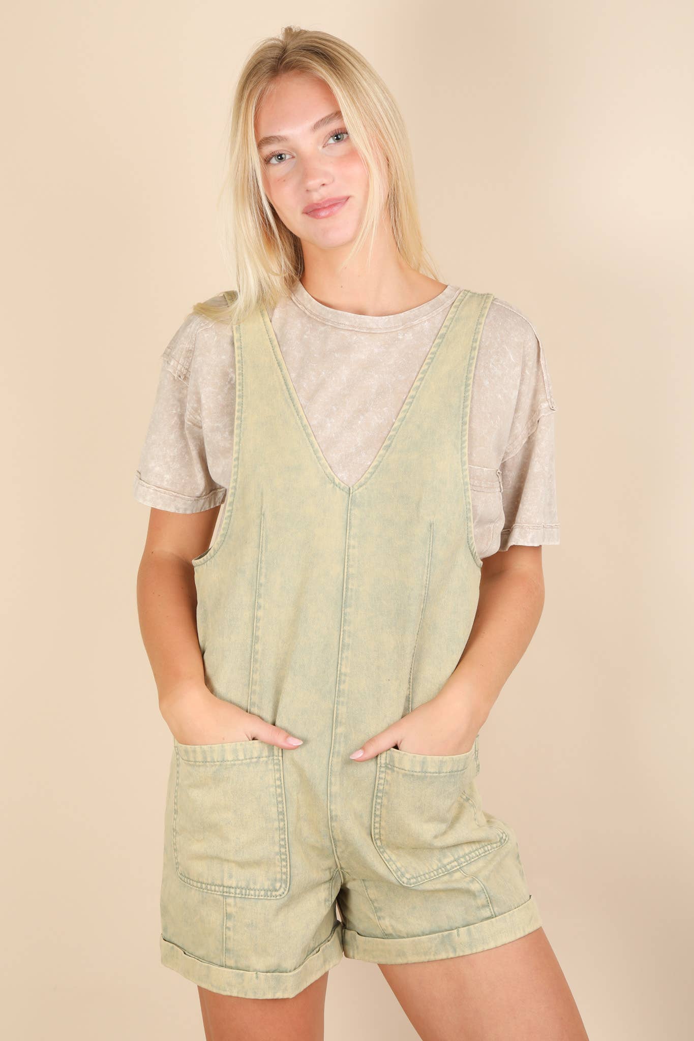 Washed Denim Casual Romper