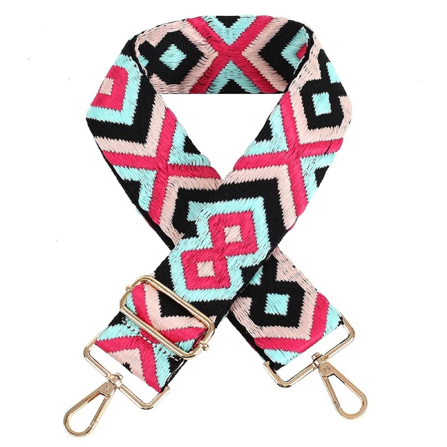 MiMi Wholesale - SS050B TG10139 Boho Adjustable Guitar Strap: Aqua Pink