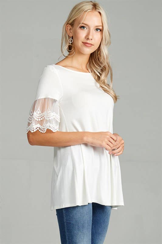 Lace Sleeve Tunic Jersey Top
