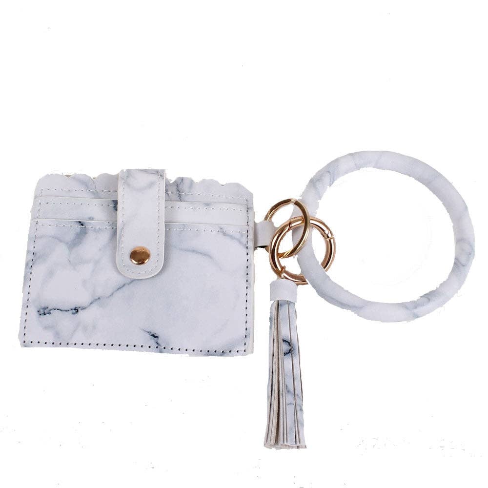 WHITE LEOPARD Bangle/Key-Chain/Wallet w/ ID Wind: White Leopard