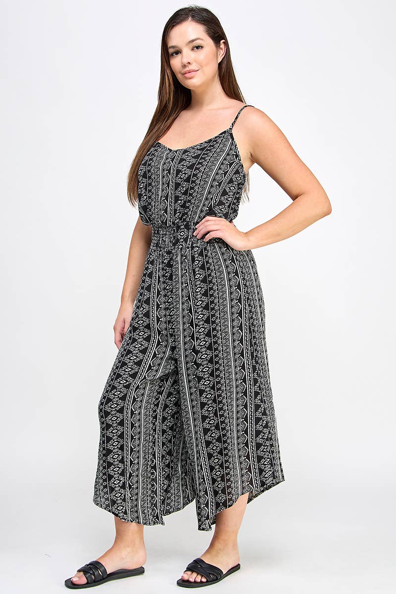 Plus Size Sleeveless Boho Print Jumper