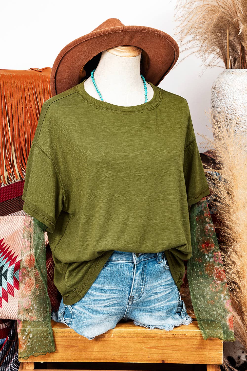 Floral Long Sleeve Patchwork Tee