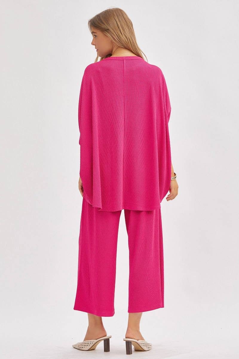Solid Blouse + Wide Leg Set