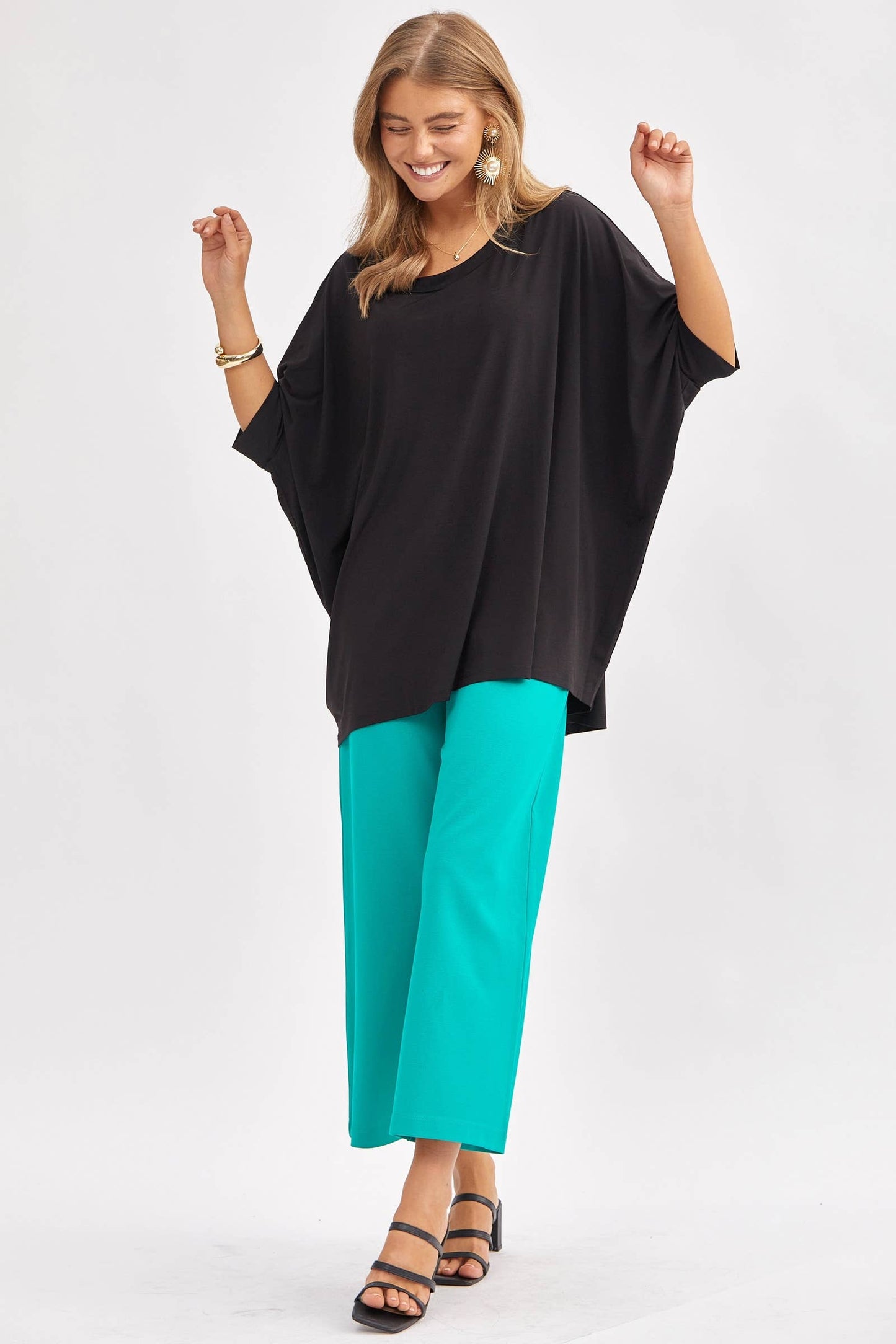 Relaxed Banded Dolman Sleeve Poncho