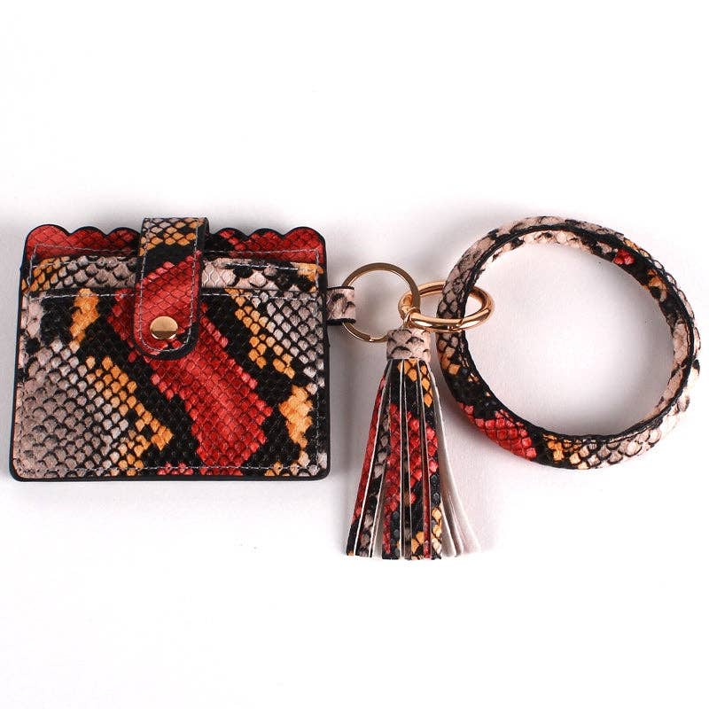 WHITE LEOPARD Bangle/Key-Chain/Wallet w/ ID Wind: White Leopard