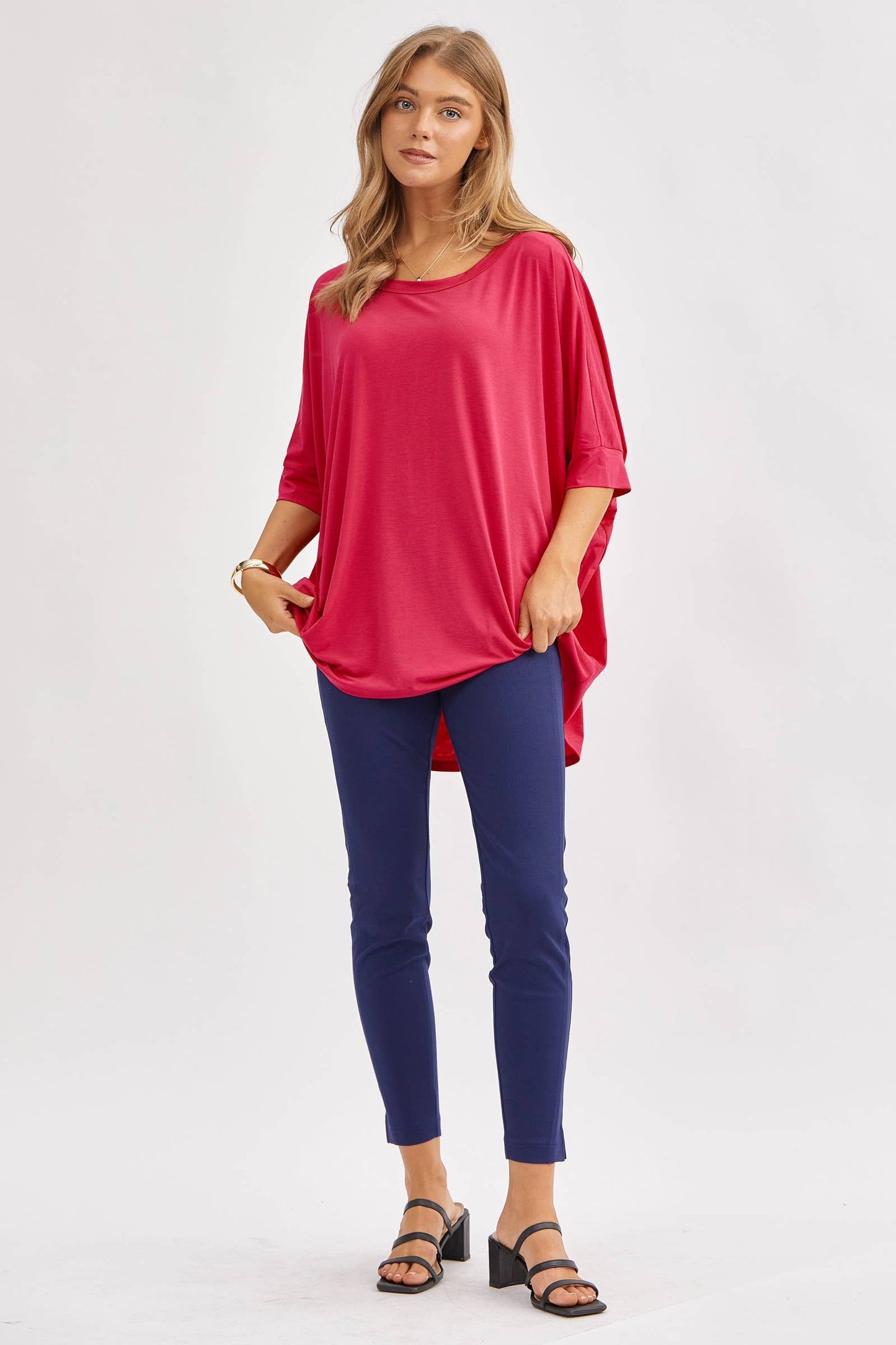 Relaxed Banded Dolman Sleeve Poncho