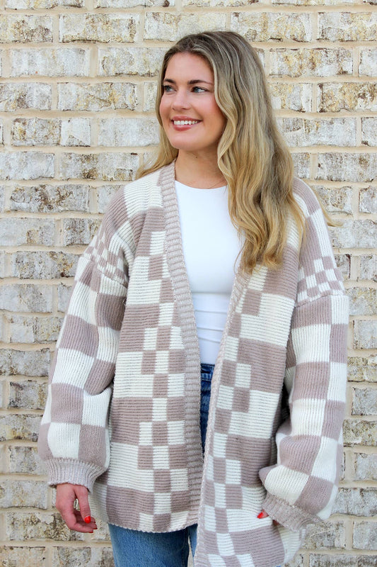 Flora Oversized Checkered Cardigan/Sweater